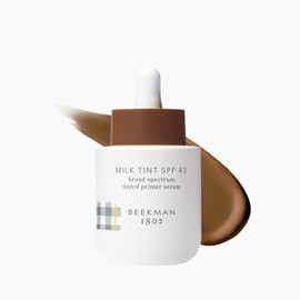 Beekman 1802 Milk Tint Face Primer SPF 43, Deepest - Oxybenzone Free - 1 oz - Tinted Mineral SPF, Makeup Primer & Moisturizer - Blends Seamlessly - Good for Sensitive Skin - Cruelty Free