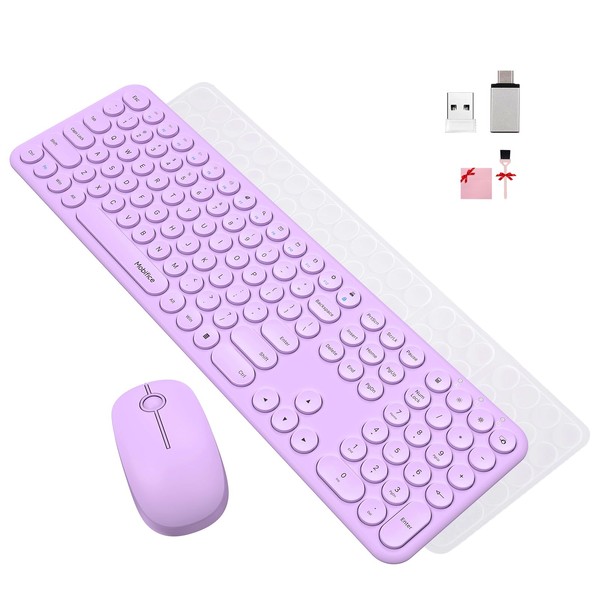 Mobifice Cute Wireless Keyboard and Mouse Combo Slim 2.4GHz USB