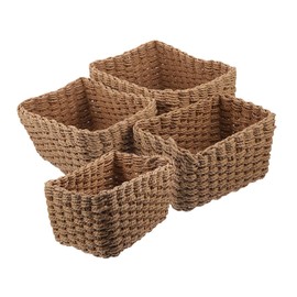 CHILDWEET 4pcs Handwoven Storage Baskets for Versatile Home Organization Woven Bins for Magazines Toiletries and Sundries for Bathroom and Office Use