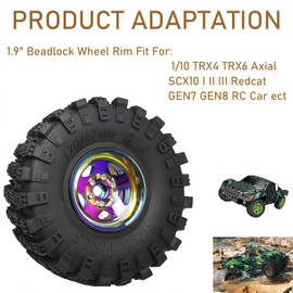 RC 1.9" Beadlock Wheels Rims fit for 1/10 RC Crawler SCX10 I II III TRX4 TRX6 VS4-10 Redcat Gen8 Gen7,Rainbow