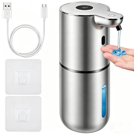 Automatic Soap Dispenser, Hand Soap Dispenser 12.8oz/380ml Smart Rechargeable, Liquid Soap Dispensers with 6-Level Touchless, Wall Mounted or Countertop Dish Soap Dispensing for Bathroom & Kitchen