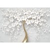 Bormia 3D Flower Tree Wall Mural with Gold Tree Body