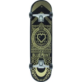 Blueprint Skateboards Home Heart Black/Gold Complete Skateboard - 8.12" x 32"