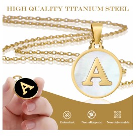 Collar Dije Letras Iniciales Acero Inoxidable Doradas Mujer