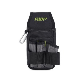 AWP Organizer Tool Pouch | 7 Pockets & Loops for Tool Organization | Heavy-Duty Metal Belt Clip Attachment (4 Pack)