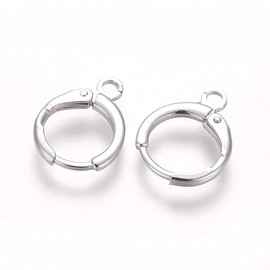 10 pieces white gold ear hook ring stud earrings French hook earrings accessories genuine platinum folding earrings round ear closure jewellery accessories