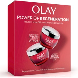 Olay Regenerist 3 Point Firming Anti-Ageing Giftset: Regenerist SPF 30 Day Face Cream 50ml + Regenerist Night Moisturiser 50ml, with Vitamin B3, Amino Peptides and Niacinamide