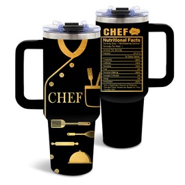 DUUV Chef Gifts for Men Women, Chef Theme Tumbler 40 Oz with Handle and Straw, Birthday Gifts for a Chef Cooking Lovers Culinary Students Home Cooks, Cooking Gift for Thanksgiving Christmas, 1PCS