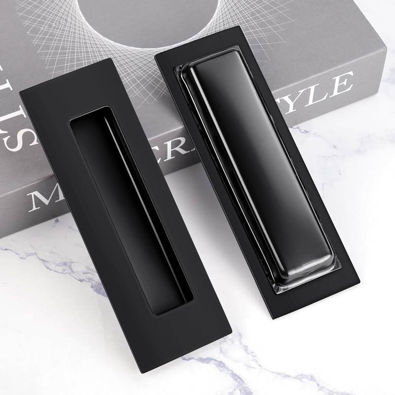 yuntop Black Sliding Closet Door Handles Recessed Finger Flush Pulls