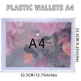 Clear Plastic Wallets 24Pcs - A4 File Document Paperwork Folder Popper Pocket Wallet with Button