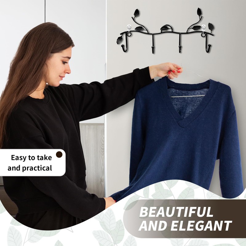 Coat Rack Black Metal Leaves Wall Coat Rack Hallway Wall