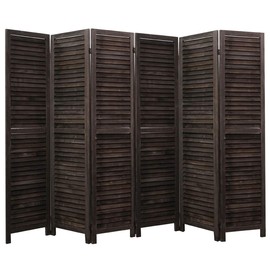 Legacy Decor 4 Panel Room Divider Full Length Wood Shutters Louver Black