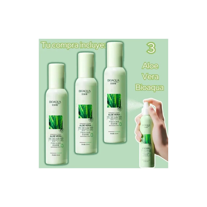 Tónico Aloe Vera Repara Humecta Quemaduras Acné Grasa 3pzs