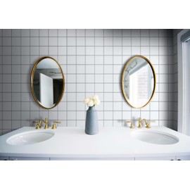 VViViD 11 Sheets Peel and Stick White Gloss Faux Ceramic Square Wall Tiles, Self Adhesive Backsplash 12”x12” Kitchen, Bathroom (11 sq. ft.)