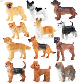Juego de 12 cifras de perro con cifras realistas para perros, cifras de plástico para cachorros, juguetes de animales en miniatura, decoración de pastel para cachorros, decoración de cupcakes, huevos de Pascua, regalo de Navidad para niñas y niños