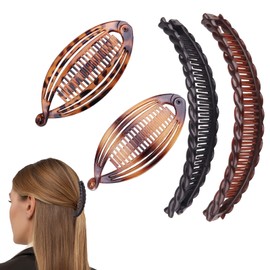 TYVOM 4 Pcs Banana Hair Clip for Thick Long Hair, Banana Clips for Hair Double Comb Vintage Clincher Combs Fishtail Hair Clips Ponytail Hair Comb for Women Fine Hair