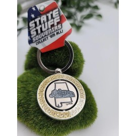 NWT State Stuff Alabama The Yellow Hammer State Black Sparkle Spinner Keychain