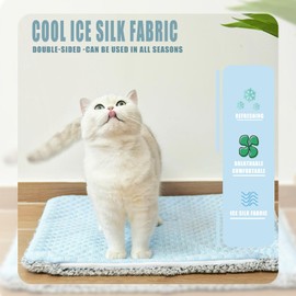 Cat Cooling Mat, Reversible Ice Pad for Small Animal and Cats,12 * 20in- Cooling Cat Pad,Rabbit with Ice Gel Bag,Two uses,Self Warming,Cats self Heating pad,Machine Washable
