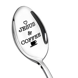 Jesus Coffee Tea Spoon Gifts for Women Men Christian Religion Gifts for Friends Coworker Christmas Birthday Gifts for Bestie Sister Brother Engraved Coffee Spoons Gifts for Coffee Lovers Barista