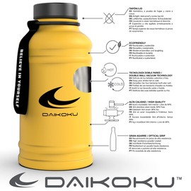 Daikoku Edelstahl Wasserflasche - 1.3l BPA frei - Nützlich für das Fitnessstudio und alle Arten von Sport - Doppelwandige Thermosflasche 12 bis 24 Stunden - Gelb