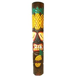 AIRE 40 in Tribal Triple Pineapple Welcome Polynesian Tiki Bar Mask Hand Carved Island Tropical Decor