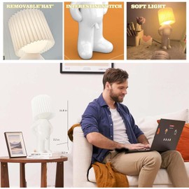 A Creative Lamp of the Little Shy Man, Funny LED Table Lamp, Creative Table Lamp with Shade, Creative a Little Shy Man Bedside Lamp, Bedroom Lamp, LED Bedside Lamp