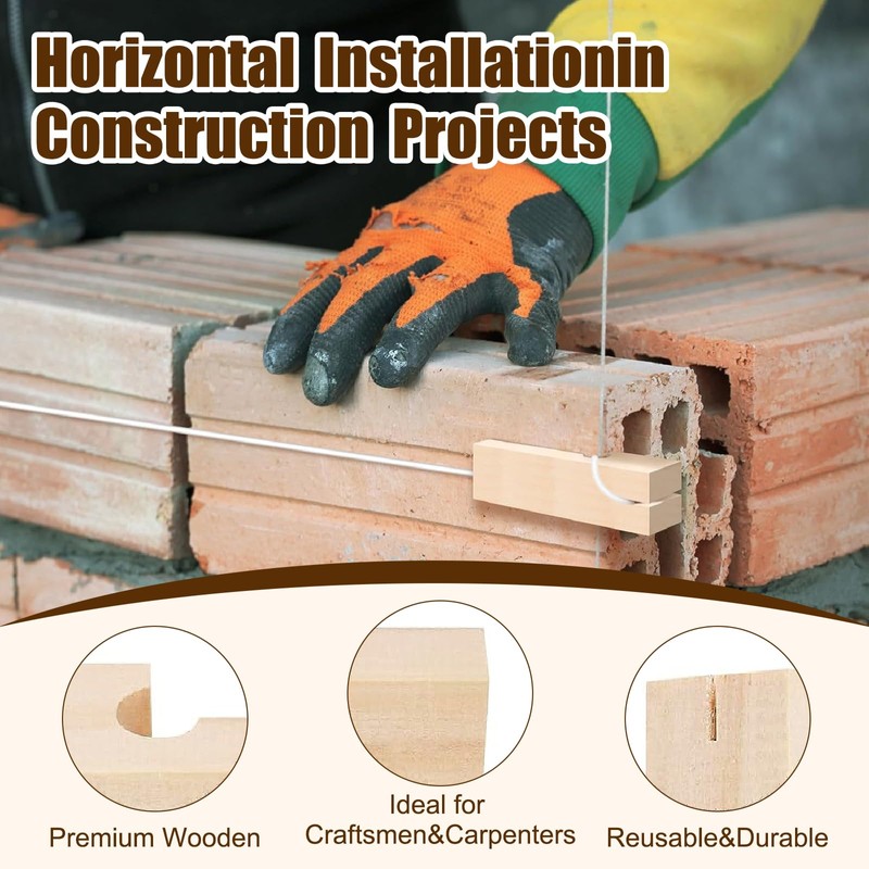 10Pcs 4 Inch Wood Masonry Line Blocks Kit with 2