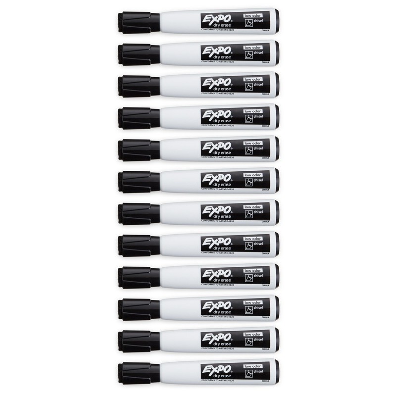 EXPO Magnetic Dry Erase Marker with Eraser, Chisel Tip, Black,