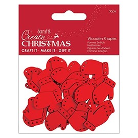 Create Christmas Wooden Shapes, Mini Mittens, Red, Pack of 30, Suitable for Home, Wood Paint, Wooden Toys and Card Craft, Ideal for Christmas Decorations and Card Making Supplies