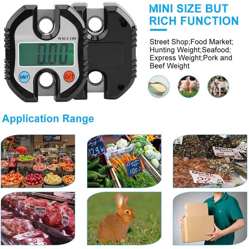 Digital Crane Scales, Hook Scale, Mini Portable Hanging Scales with