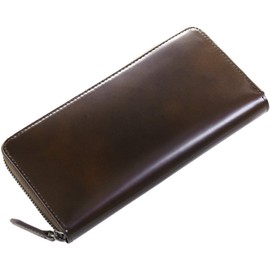 Sankyo Shokai doob London Cordovan Long Wallet, Round Zipper, Genuine Leather, Leather, dark brown (black nickel)