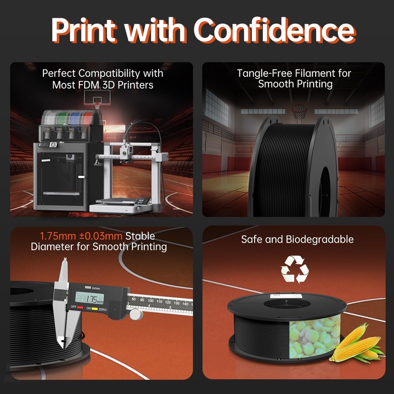 BIQU PLA-HR Flexible 3D Printer Filament Specifically for Printing Airless