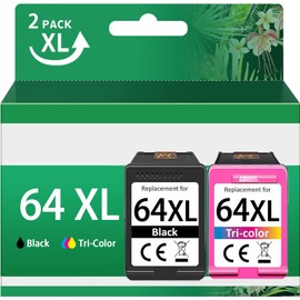 64XL Ink Cartridge Combo Pack Replacement for HP Ink 64 64xl for hp 64 Ink cartridges Black/Color Combo Pack Works with HP 7855 7858 7800 7155 7100 6255 6252 7158 7164 Tango Printers(2-Pack)