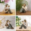 HEEPDD Hand-Painted Father and Son Statue, Resin Family Figurine for