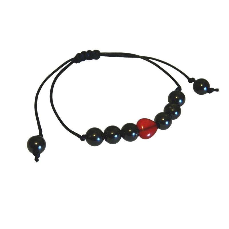 Shungite macrame bracelet with Heart Shape Chalcedony Bead