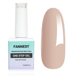 FANNEST One Step Gel Nail Polish 3 in1 No Need Base and Top Coat,Nude nail polish Soak Off LED Gel Nail, 0.5 Fl Oz Gift for Women(Khaki)