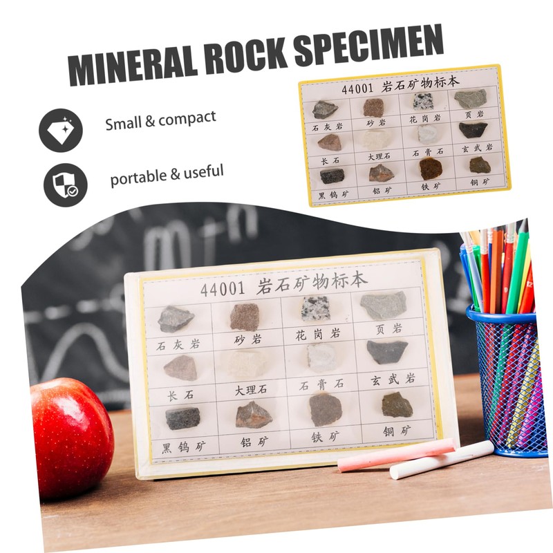 KICHOUSE Geology Classroom Essential 12 Piece Mineral Rock Specimen Kit