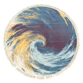 Terafeels Living Room Rugs Cotton Round Rug 90 cm Washable Area Rug for Bedroom Carpet Rug with Storm Print Modern Rugs Living Room Woven Rug Round for Living Room Kids Room Office 90cm, 2910090