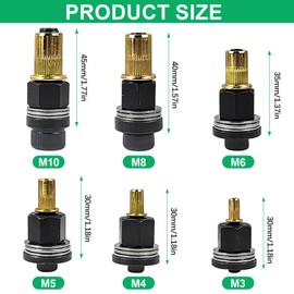 Set of 6 Rivet Nuts, Robust and Easy to Use, Rivet Nuts, Includes 6 Axles M3, M4, M5, M6, M8, M10, Rivet Nut, for Rivet Nut Tool, Manual Riveting Machine (Black)