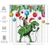 DeeCabin Funny Christmas Shower Curtain, Cute Cute Dinosaur in Santa
