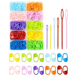 FIVEIZERO 200 Pcs Stitch Markers 10 Color Knitting Markers Crochet Hook and Needle Clip, Sewing Needles with Plastic Eyelets, Colorful Crochet and Needle Markers for DIY and Craft Sewing