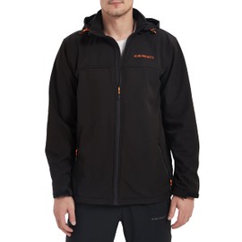 Acme Projects Men's Softshell Jacket with Detachable Hood, Waterproof, Breathable, 8000mm/5000gm, YKK Zipper (Medium, Black)
