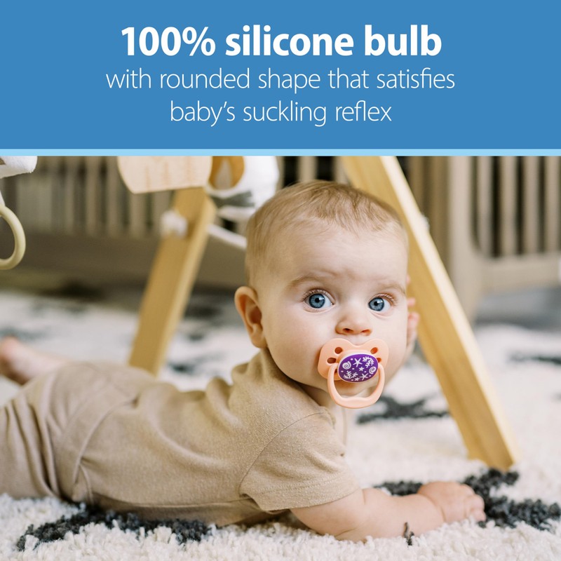 Dr. Brown's Advantage Glow-in-The-Dark Baby Pacifier, Fully Symmetrical Soother with