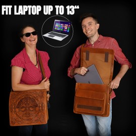 Mythrojan URBAN VIKING SATCHEL REAL LEATHER Tattoo Mjolnir Messenger Bag Vintage Celtic Laptop Briefcase (Fits 13" Laptop)