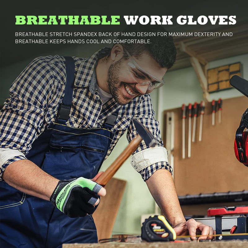 HLDD HANDLANDY Fingerless Work Gloves, Utility Work Gloves for Men