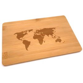 Samunshi® Wooden Board with Engraving World Map Bamboo Board Chopping Board Small Bread Board Wooden Chopping Boards Wooden Board Kitchen