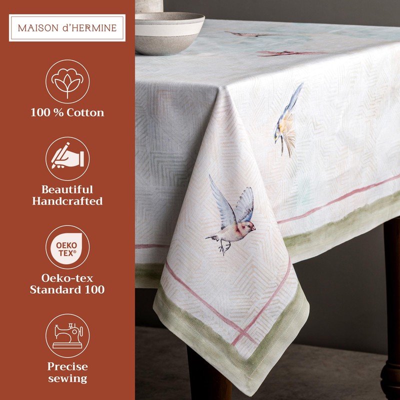 Maison d'Hermine Tablecloth, 100% Cotton, 160 cm x 220 cm,