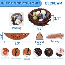 BECROWM Plush Large Dog Toy with Squeaker and Crinkle Paper, Interactive Puppy Chew and Teeth Cleaning Toy, Pet Toys for Small, Medium and Large Dogs (Nest&Grilled Fish)