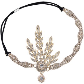 Babeyond® 1920s style leaf locket round beaded headband for women Inspired by The Great Gatsby -