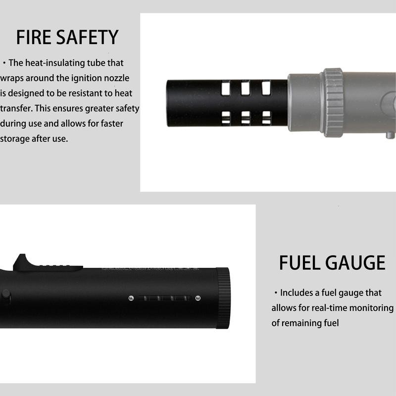 CAMVIL Refillable Camping Butane Torch Lighter with Fuel Gauge &